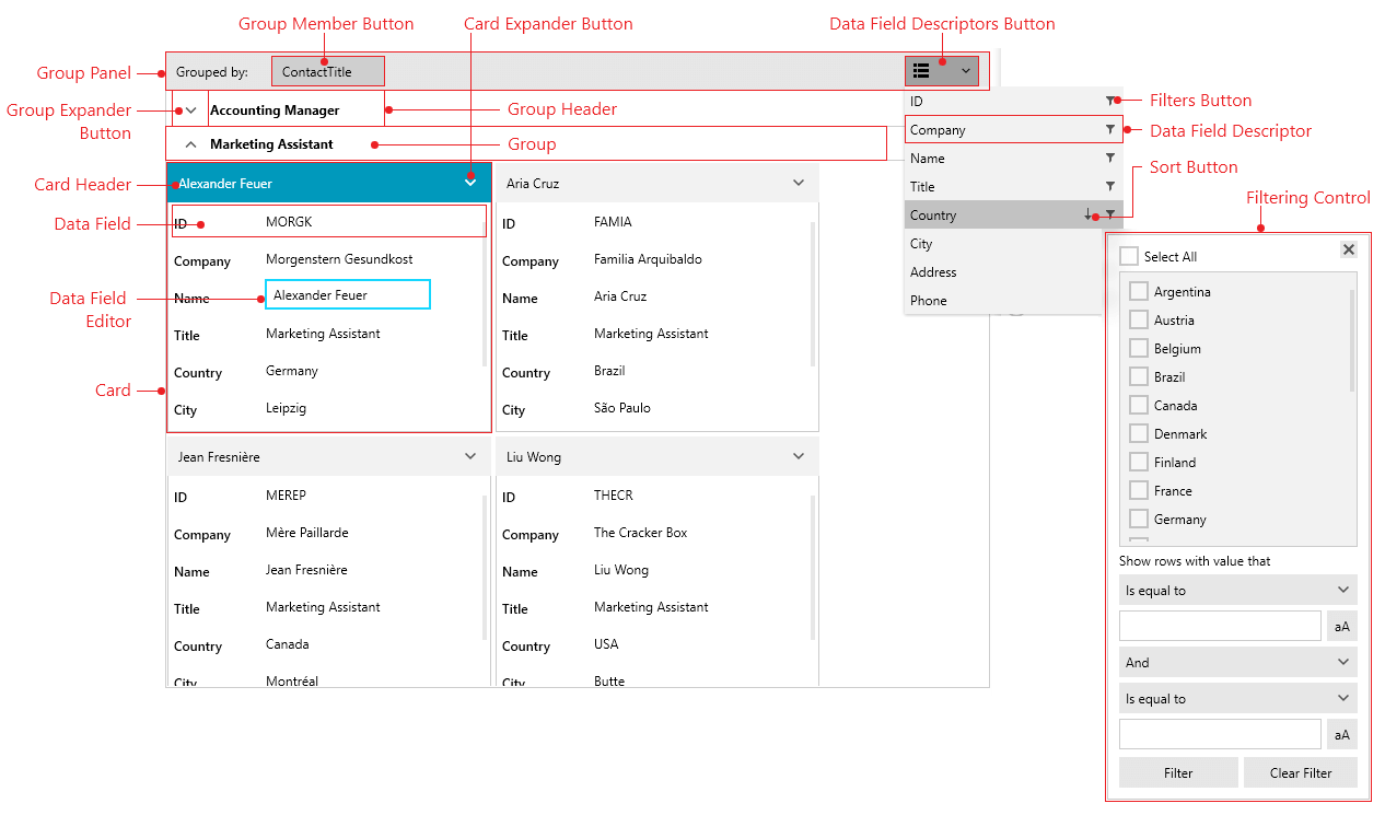 WPF RadCardView Visual Structure