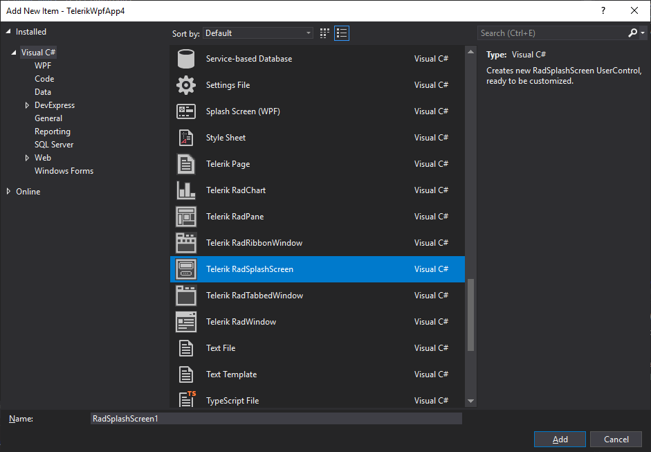 VSExtentions WPF Scenario Wizard Menu 2