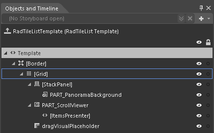 WPF RadTileList Template Structure