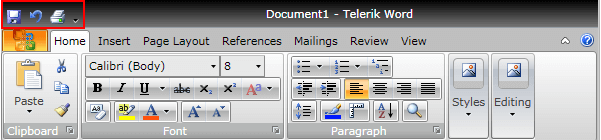 WPF RadRibbonView Quick Access ToolBar Buttons
