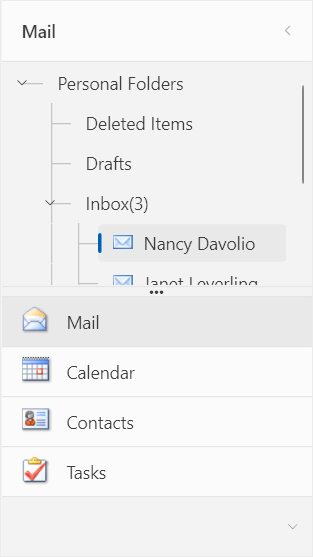Windows11 theme colors represented in RadOutlookBar