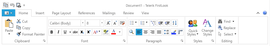 WPF RadRibbonView with Windows8 theme