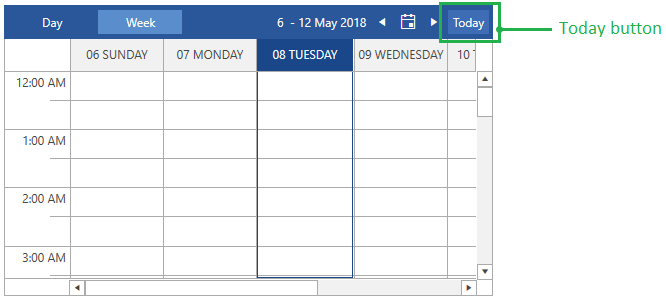 WPF RadScheduleView Today button