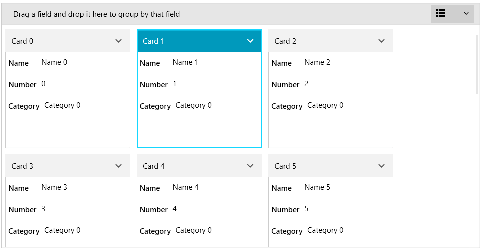 WPF RadCardView Selected card