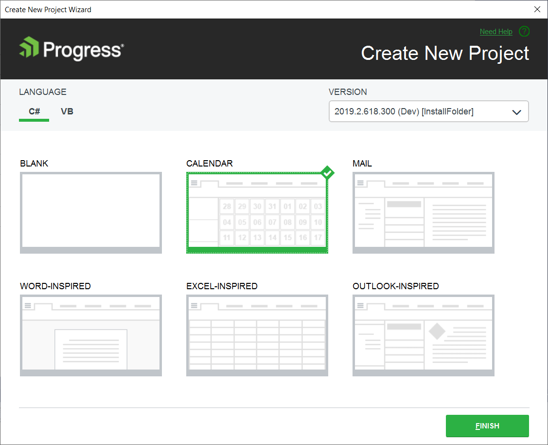 WPF Telerik Select New Project Template