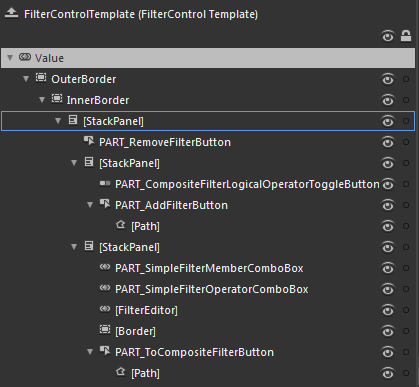 WPF RadDataFilter FilterControl Structure