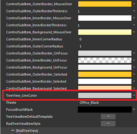 WPF RadTreeView TreeView_LineColor Resource Blend