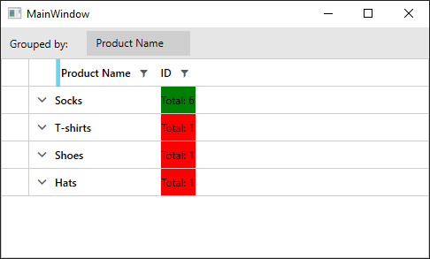 Styled aggregate results in the GroupHeaderRow