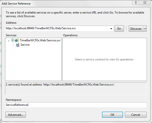 WPF RadTimeBar Service Reference Window