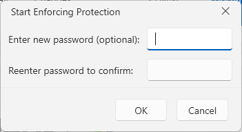 An image showing the protect document dialog of RadRichTextBox for WPF