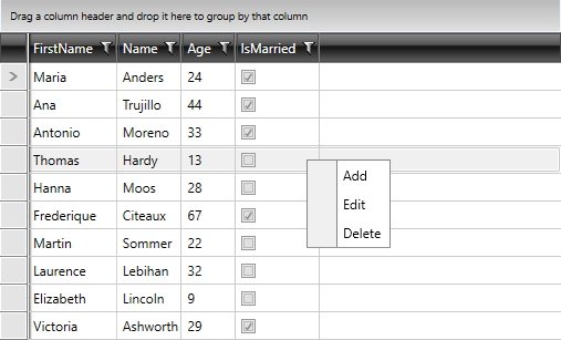 RadContextMenu Icon Column