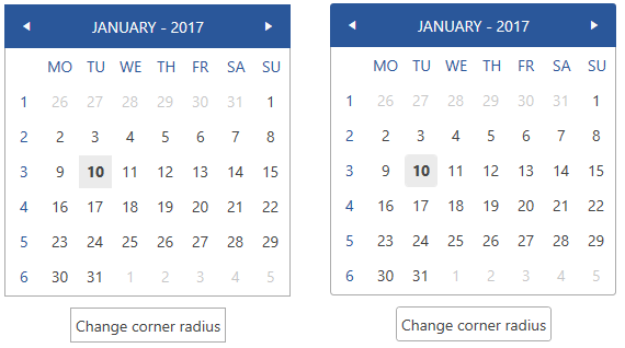Setting corner radius