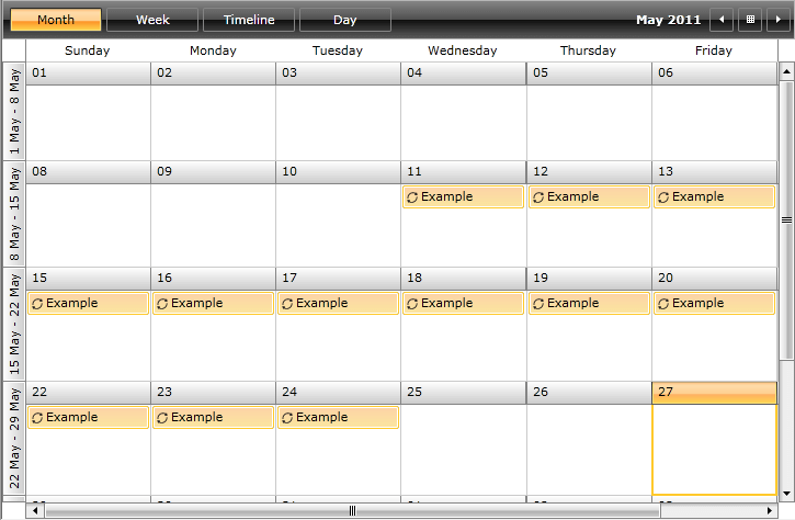 WPF RadScheduleView Recurrence Pattern