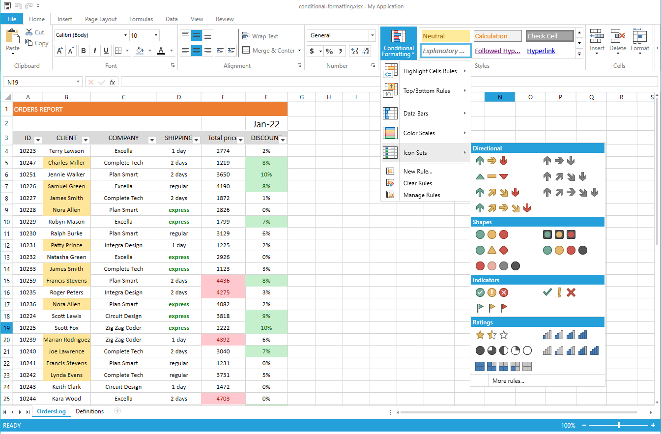 RadSpreadsheet Conditional Formatting