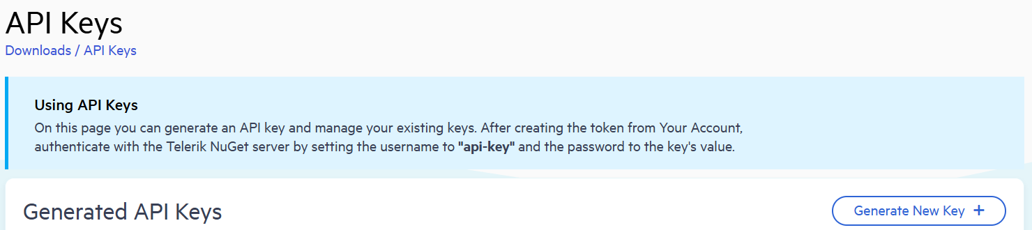 Generate New Key + Button
