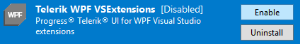Telerik UI for WPF Visual Studio extension is disabled