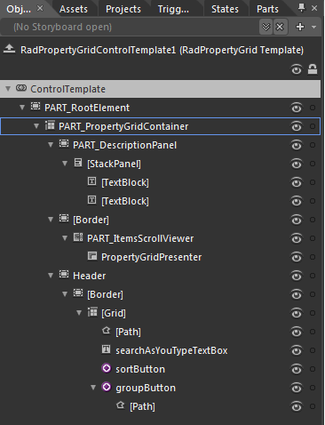 WPF RadPropertyGrid Template Structure