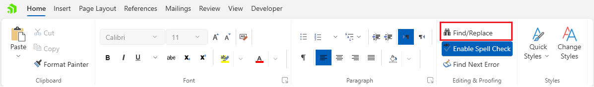 An image showing the button that opens the find and replace dialog of RadRichTextBox for WPF