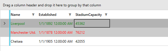Selected and Hovered GridViewRows with changed Foreground in the Fluent theme