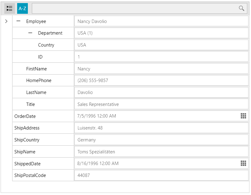RadPropertyGrid with visible nested properties