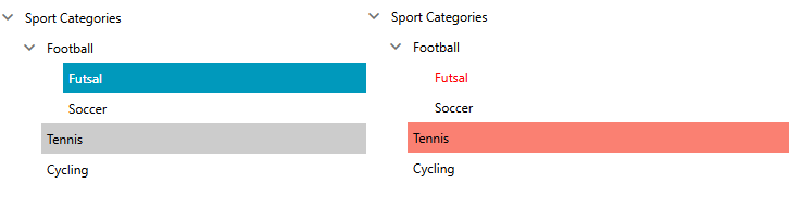 RadTreeView items with modified selected and hovered states