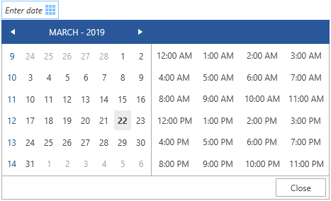 RadCalendar with week names removed