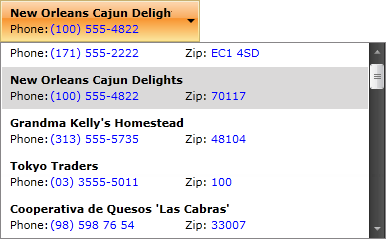 RadComboBox displaying a custom template