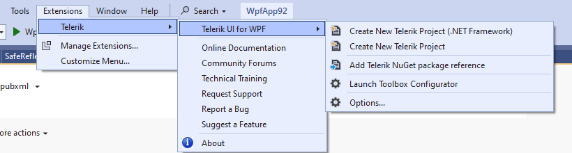 VSExtentions WPF Overview Menu Create