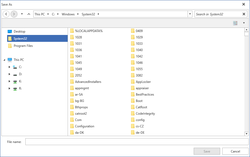 Custom directories shown in the navigation pane
