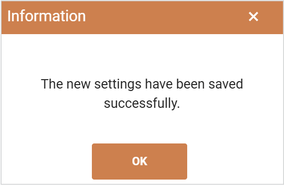 Image of the message 'The new settings have been saved successfully' in the Report Server Configuration