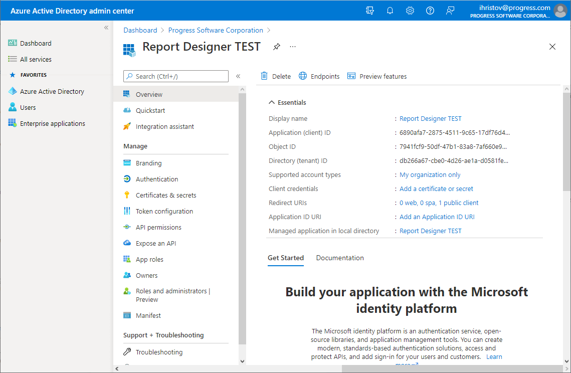 AzureAD - application setup