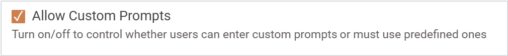 Image of the 'Allow custom prompts' checkbox