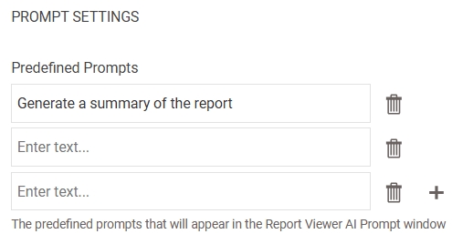 Image of the Predefined Prompts in the Report Server