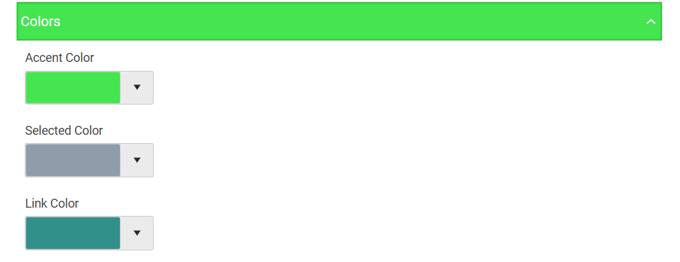 The Report Server Manager and Web Report Designer color settings that are configurable