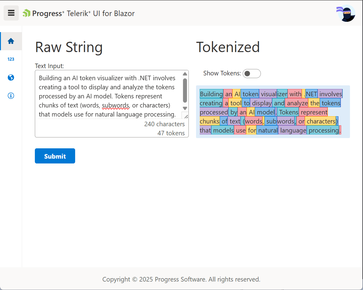 raw string and tokenized version