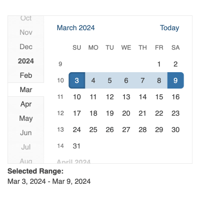 Calendar - Range Selection