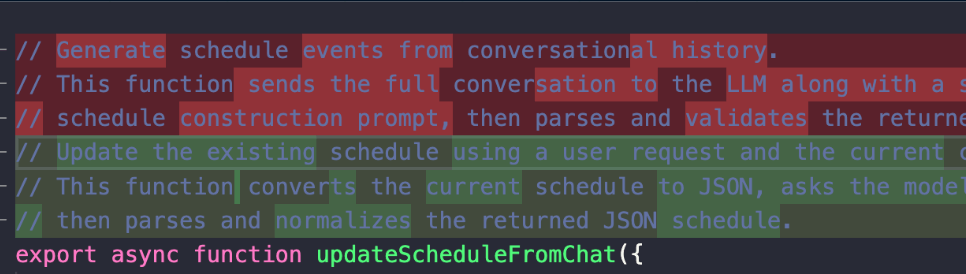 Change highlighting in VS Code Copilot 
