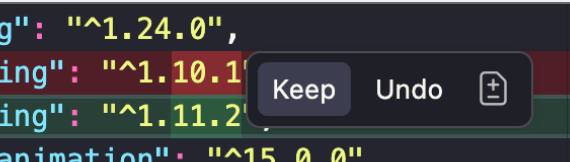 Screenshot 2026-07-23 at 10.28.34 AM Keep / Undo buttons in VS Code Copilot