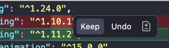 Screenshot 2026-07-23 at 10.28.34 AM Keep / Undo buttons in VS Code Copilot