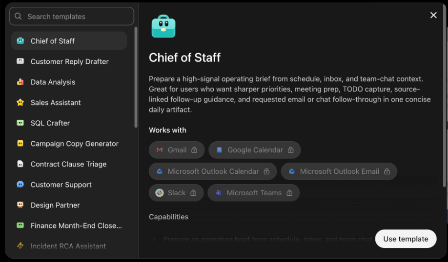 Screenshot 2026-07-23 at 10.29.44 AM Agent templates in ChatGPT