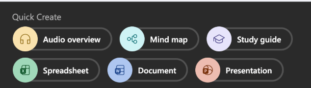 Screenshot 2026-07-23 at 10.30.01 AM Quick Create buttons in Microsoft 365 Copilot