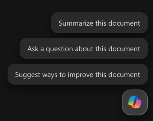 Screenshot 2026-07-23 at 10.30.06 AM In-document contextual action prompts in Microsoft 365 Office Suite