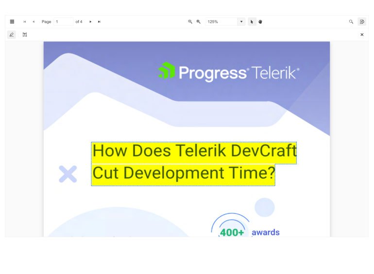 Telerik UI for ASP.NET Core PDF Annotations -Text highlighting
