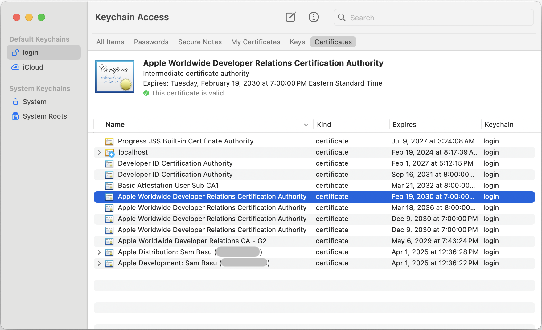 Apple Worldwide Developer Relations Certification Authority