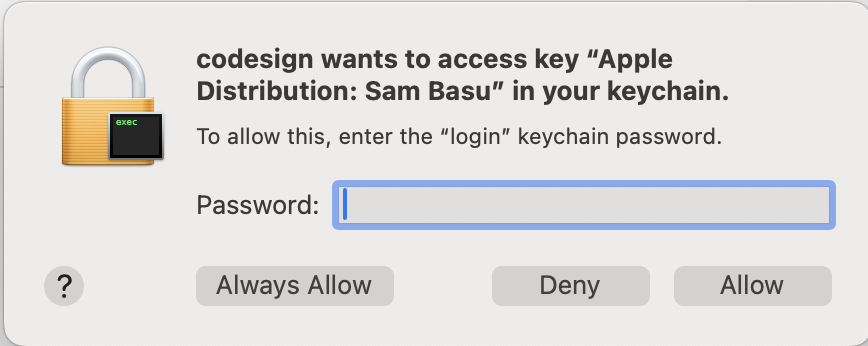 asking for keychain access