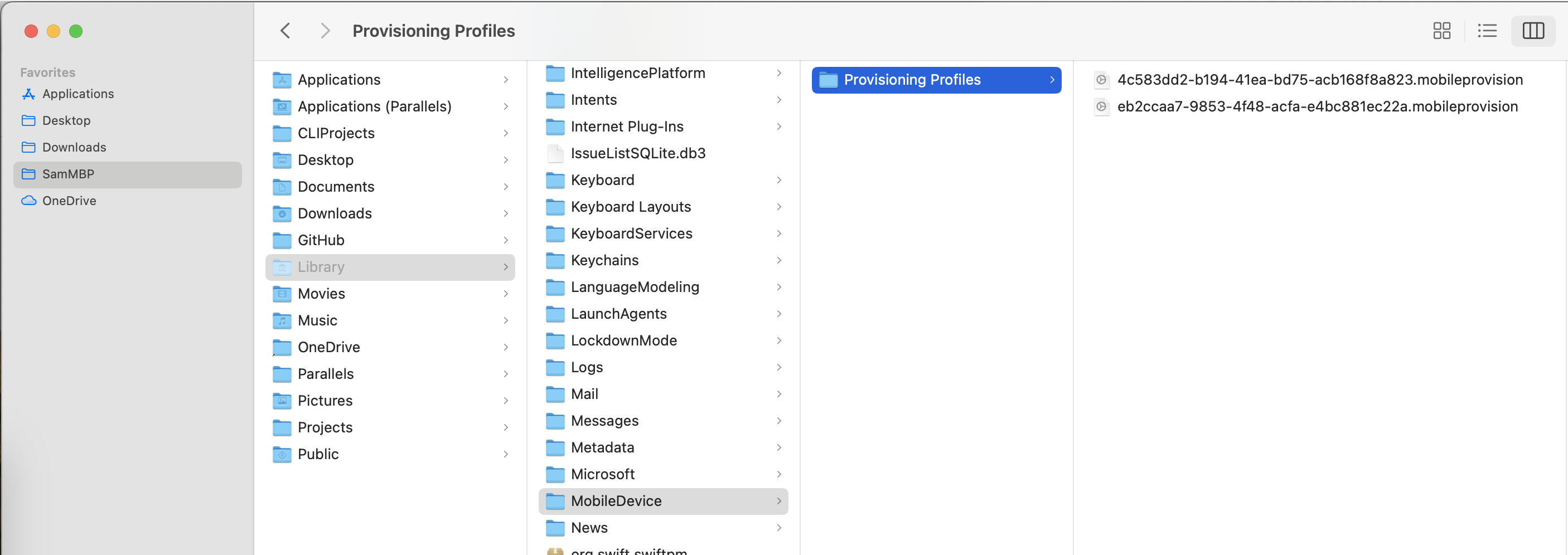Library/MobileDevice/Provisioning Profiles