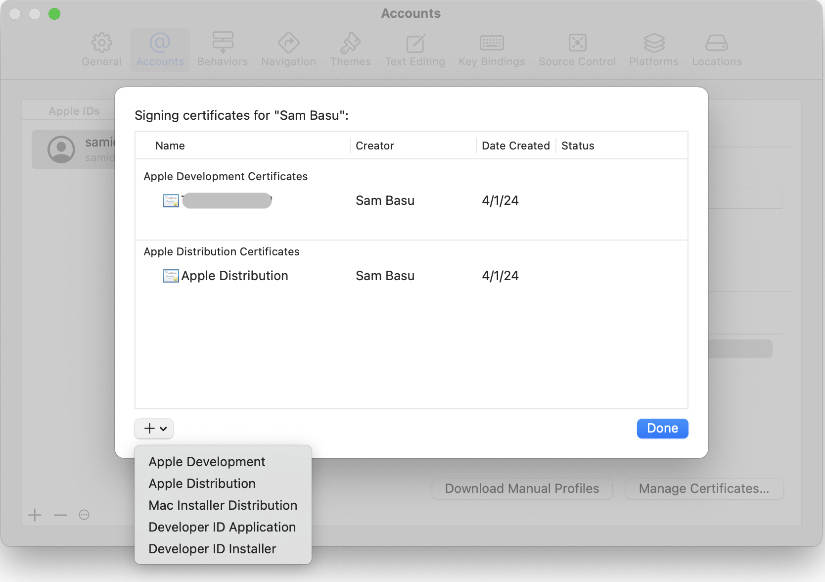 signing certificates for Sam Basu - add
