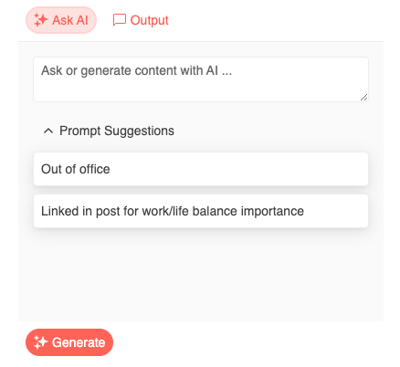 Screenshot of the KendoReact AIPrompt component showing prompt suggestions 
