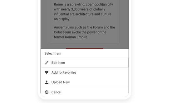 ActionSheet header