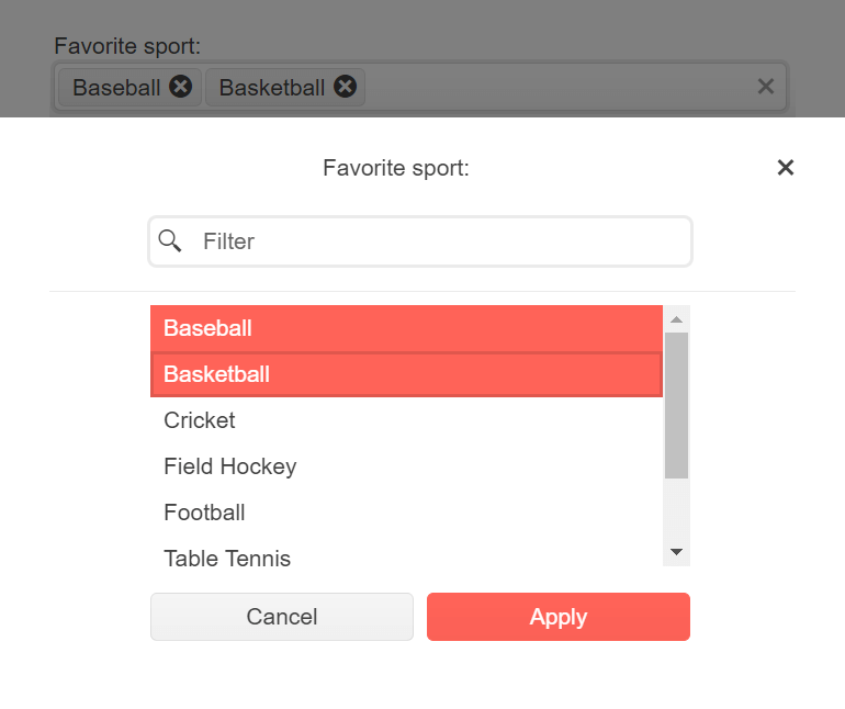 MultiSelect AdaptiveRendering